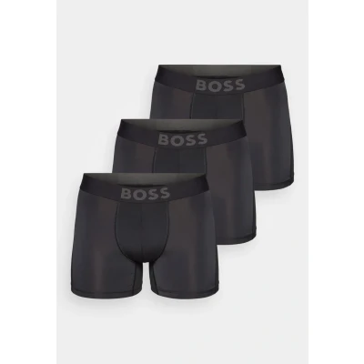 Image of BOSS Mens BoxerBr 3P Active Three Pack of Stretch mircofibre Boxer Briefs with Logos, Black, XL