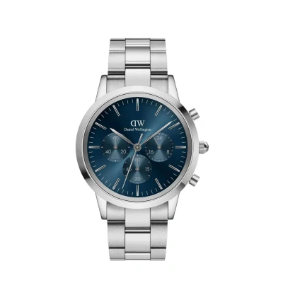 Image of Daniel Wellington Iconic LINK Arctic Chronograph watch silvercoloured, Size: 42, Silver coloured