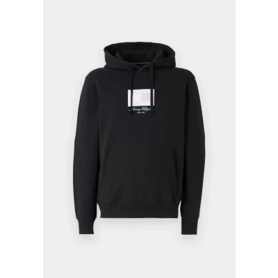 Image of Tommy Hilfiger Ithaca FLAG Hoodie Sweatshirt, Men&#039;s, Size: XS, Black