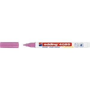 Image of edding 4085 chalk marker pink metallic 1 pen round tip 2 mm, fine tipped wet wipe for chalkboards, windows,glass,mirrors liquid pens opaque coverage