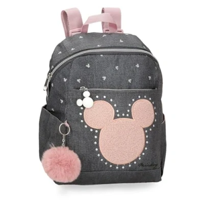 Image of Joumma Disney Mickey Studs Backpack Casual Black 25.5x35x14cm Polyester 12.5L, Black/White, Backpack,