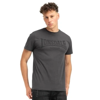 Image of Lonsdale Normale Passform LOGO KAI Print Tshirt, Men&#039;s, Size: XS, Anthracite black