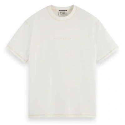 Image of Scotch &amp; Soda CORE LOGO Front Chest Basic Tshirt, Men&#039;s, Size: Small, Off white