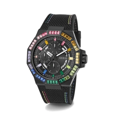 Image of Guess Energy Chronograph watch, Men&#039;s, Size: One Size, Black