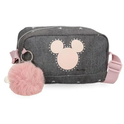 Image of Joumma Disney Mickey Studs Shoulder Bag Small Black 19.5x11.5x7.5cm Polyester, Black/White, Crossbody Bag,