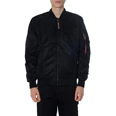 Image of Alpha Industries Bomber Jacket, Men&#039;s, Size: Medium, Black