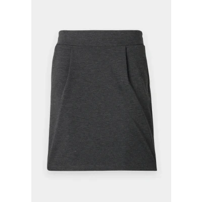 Image of ICHI IHKATE SK Women&#039;s Short Mini Skirt with Stretch and Elastic Waistband, Dark Grey Melange (10021), XXL
