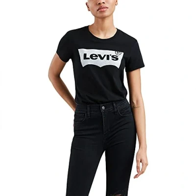 Image of Levi&#039;s THE Perfect TEE Print Tshirt, Women&#039;s, Size: XS, Black