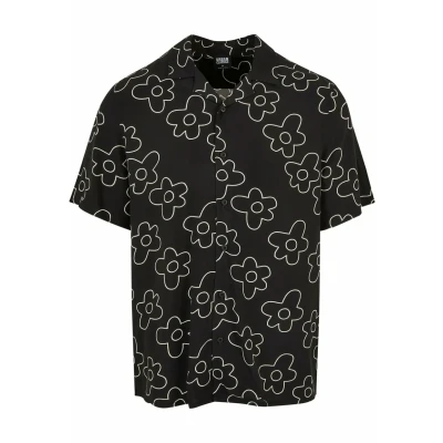 Image of Urban Classics AOP Resort Shirt, Men&#039;s, Size: Small, Blackflower
