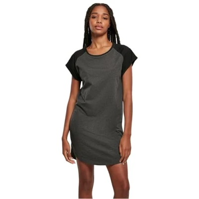 Image of Urban Classics Raglan TEE Jersey dress, Women&#039;s, Size: XS, Charcoal black