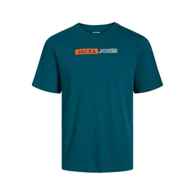 Image of Jack &amp; Jones LOGO Print Tshirt, Men&#039;s, Size: XL, Deep teal