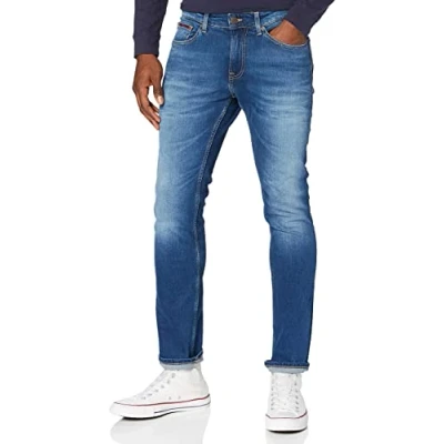 Image of Tommy Jeans Men&#039;s Scanton Slim Wmbs Jeans, Wilson Mid Blue Stretch, 28W / 32L