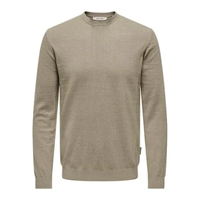 Image of Only &amp; Sons Normal Geschnitten Rundhalsausschnitt Jumper, Men&#039;s, Size: XL, Desert taupe