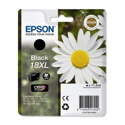Image of Epson 18XL Black Daisy High Yield Genuine, Claria Home Ink Cartridge