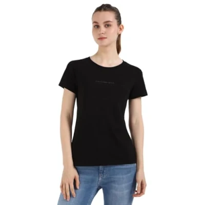 Image of Calvin Klein Jeans Institutional Graphic SLIM TEE Basic Tshirt, Women&#039;s, Size: XXL, Black