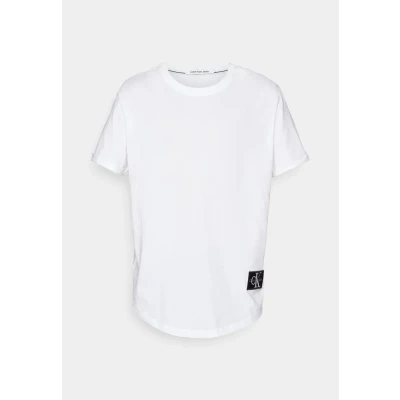 Image of Calvin Klein Jeans Badge TURN UP Sleeve Basic Tshirt, Men&#039;s, Size: XXS, White