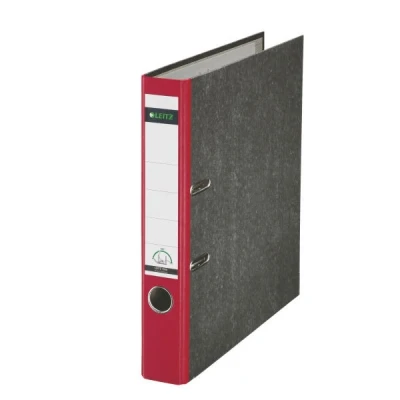 Image of Leitz 180 Lever Arch File, Classic Marbled, CO2 neutral, 100% Recycled Card, 10505025, Red