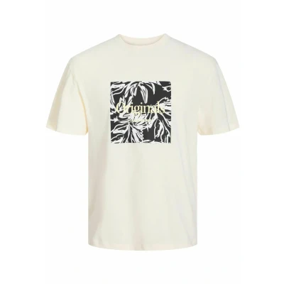 Image of JACK &amp; JONES Men&#039;s Jorlafayette Branding Tee Ss Crew Neck T Shirt, Buttercream, M