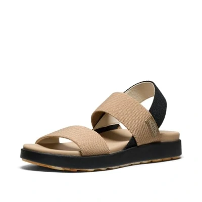Image of KEEN Women&#039;s Elle Backstrap Wedge Sandal, Cornstalk Black, 8 UK