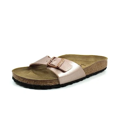 Image of Birkenstock Madrid Narrow Mules, Women&#039;s, Size: 8, Metallic copper High quality imitation leather