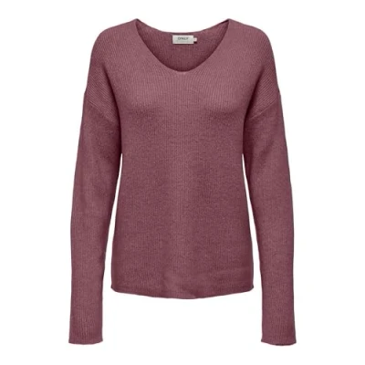 Image of ONLY Onlcamilla Vneck Jumper, Women&#039;s, Size: Medium, Crushed berry melange