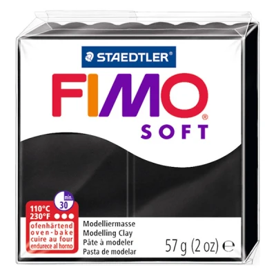 Image of STAEDTLER 8020 9 FIMO Soft Oven Hardening Polymer Modelling Clay Black (1 x 57g Block)