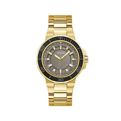Image of Guess Men&#039;s Sport Diver Inspired 44mm Watch Black Dial Silver Tone Stainless Steel Case &amp; Bracelet, Silver, one, Modern