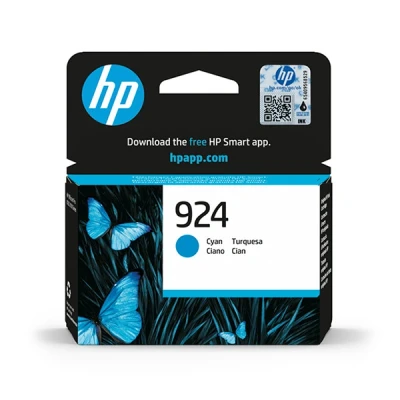 Image of HP 924 (‎‎4K0U3NE) Cyan Original Printer Cartridge OfficeJet Pro 8124e, 8122e, 8132e, 8135e, 8134e, 8125e All in One