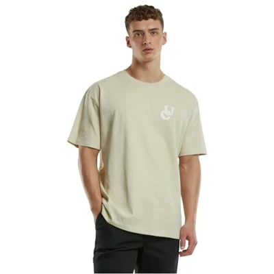 Image of Urban Classics Weavy LOGO Heavy Print Tshirt, Men&#039;s, Size: Large, Sand