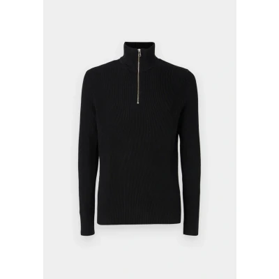 Image of JACK &amp; JONES Men&#039;s Jjeperfect Knit Half Zip Sn Jumper, Black, M
