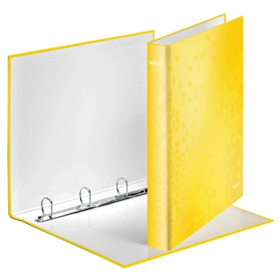 Image of Leitz 4 Ring Binder, Holds up to 190 Sheets, Wow Range, 25 mm Spine, 42420016 A4, Yellow