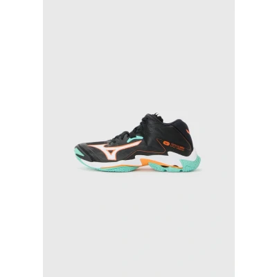 Image of Mizuno WAVE LIGHTNING Z8 MID Volleyball Shoes Black/Tangelo/Ice Green Women/Men Size 5,5