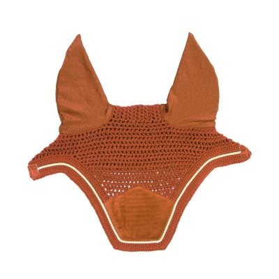 Image of Kentucky Horsewear Fly Hood Wellington Velvet Orange Horse Riding Equestrian