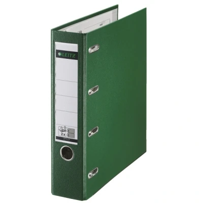 Image of Leitz Double Lever Arch File, Green, A4, 80mm spine, Plastic, 10120055