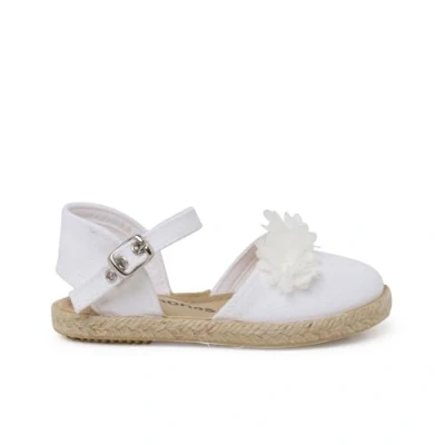 Image of Pisamonas Ceremonia Flores Organza Ankle strap ballet pumps for kids, Size: 7K, Blanco Cotton