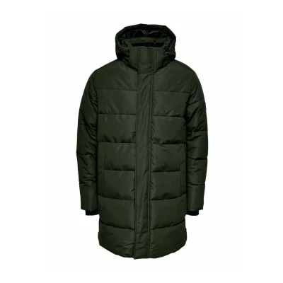 Image of Only &amp; Sons Men&#039;s Onscarl Life Long Quilted Coat Noos OTW Jacket, Peat, S