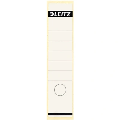 Image of Leitz Self Adhesive Replacement Spine Labels for Standard 80 mm Lever Arch Files, Wide and Long, 61 x 285 mm, Paper, 16400001 White, Pack of 10
