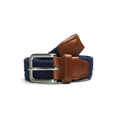 Image of Jack &amp; Jones Jacspring BELT Braided belt, Men&#039;s, Size: 42, Navy