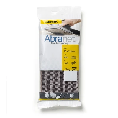Image of Mirka Abranet AE149F1080 Mesh Sanding Strips 70 x 125 mm Velcro/Grain P80 / Pack of 10 for Wood, Spatula, Varnish, Plastic