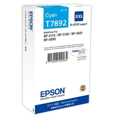 Image of WorkForce Pro WF 5620DWF Epson T7892 high capacity cyan ink cartridge (original)