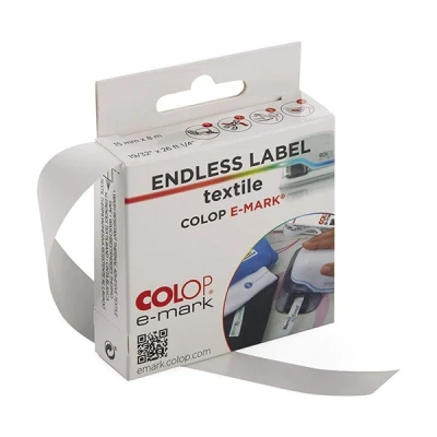 Image of COLOP e mark textile labels 155392 14mm x 8 metres Washable for fabrics