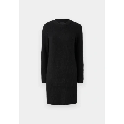 Image of PIECES Women&#039;s Pcellen Ls O Neck Knit Dress Noos Bc, Black, S