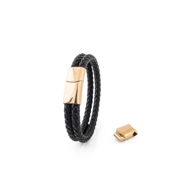 Image of Akitsune Simplicitas Bracelet, Men&#039;s, Size: 8,66&#039;&#039;, Gold black