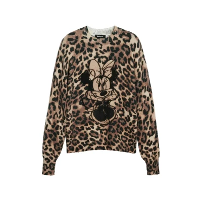 Image of Desigual Minnie Animal Print Jumper, Women&#039;s, Size: 14, Brown