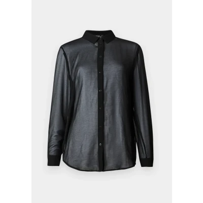 Image of Pieces Pcmio LONG Sleeve Shirt Buttondown blouse, Women&#039;s, Size: Medium, Black