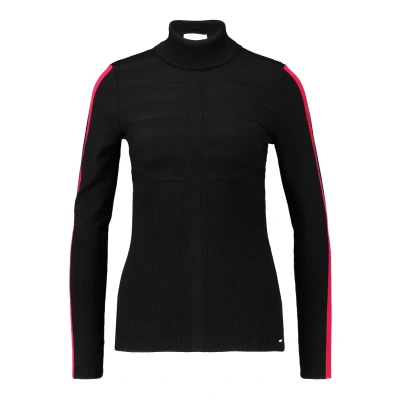 Image of Morgan Women&#039;s Pull Col Roulé Bande Couleur Manche Mentoi Pullover Sweater, Black Red, L