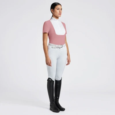 Image of Cavalleria Toscana Ladies S/S Pleated Bib Show Shirt Pink Small Equestrian Horse Riding