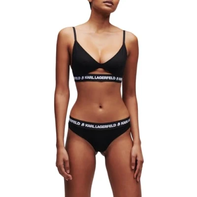 Image of KARL Lagerfeld Peephole LOGO BRA Triangle bra, Women&#039;s, Size: XS, Black