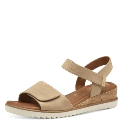 Image of Tamaris Damen Sandalette Textil Keilabsatz Vegan; TAN, EU 36