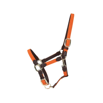 Image of Kentucky Horsewear Plaited Nylon Head Collar Orange Cob Size Horse Halter Riding Equestrian